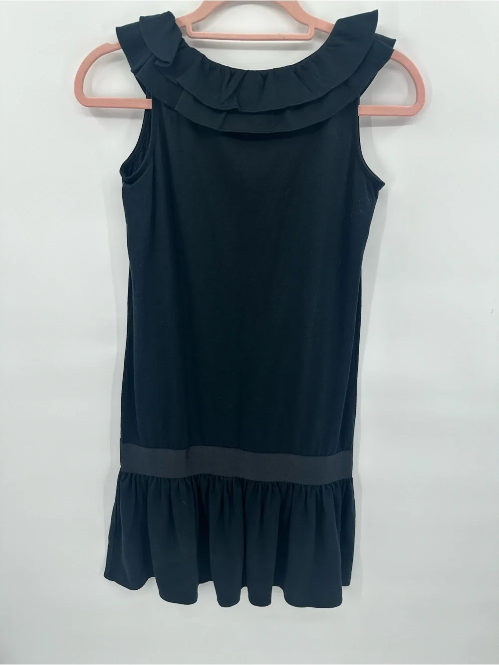 Ralph Lauren Girls Black Ruffle Hem Dress Size Large 12-14 Sleeveless 1298